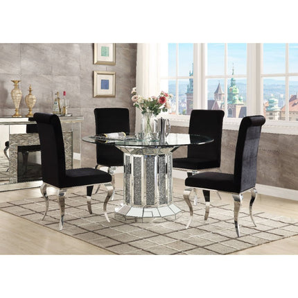 Noralie - Dining Table - Mirrored & Faux Diamonds - Wood - 30" ACME 