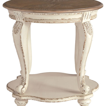 Realyn - White / Brown - Round End Table Ashley Furniture 