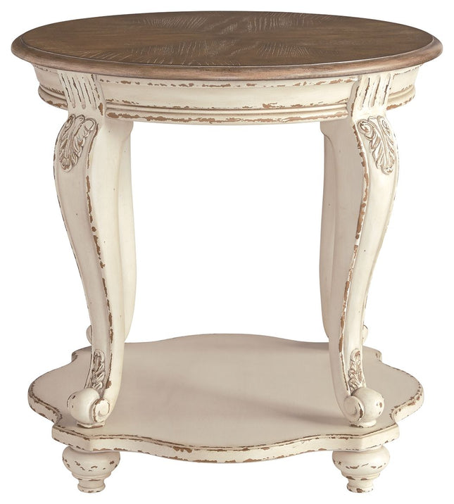 Realyn - White / Brown - Round End Table Ashley Furniture 