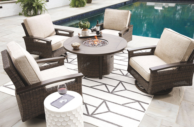 Paradise Trail - Medium Brown - 5 Pc. - Conversation Set With 4 Swivel Lounge Chairs Signature Design by Ashley® 