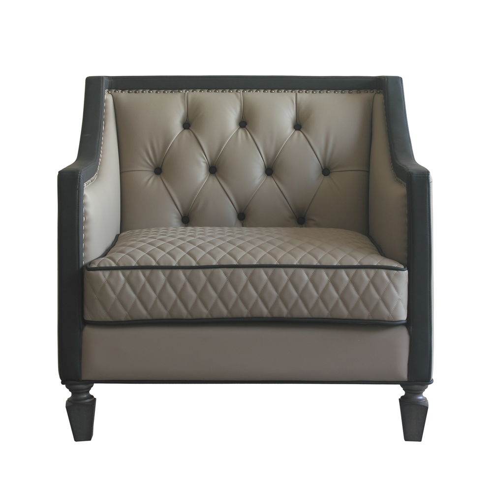 House - Beatrice Chair - Tan PU, Black PU & Charcoal Finish - Tony's Home Furnishings