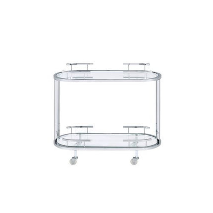 Piffo - Serving Cart - Clear Glass & Chrome Finish ACME 