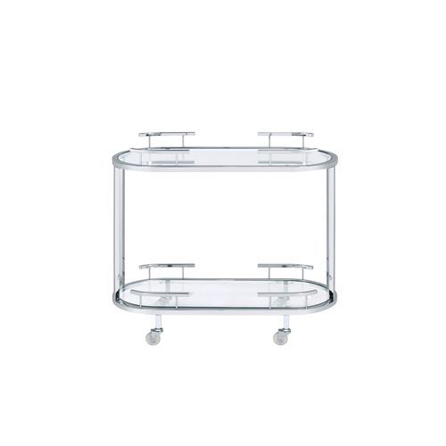 Piffo - Serving Cart - Clear Glass & Chrome Finish ACME 