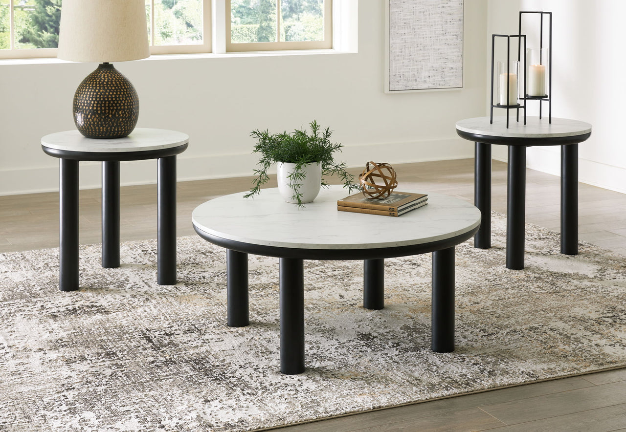 Xandrum - Black / White - Occasional Table Set (Set of 3) - Tony's Home Furnishings