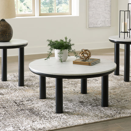 Xandrum - Black / White - Occasional Table Set (Set of 3) Signature Design by Ashley® 