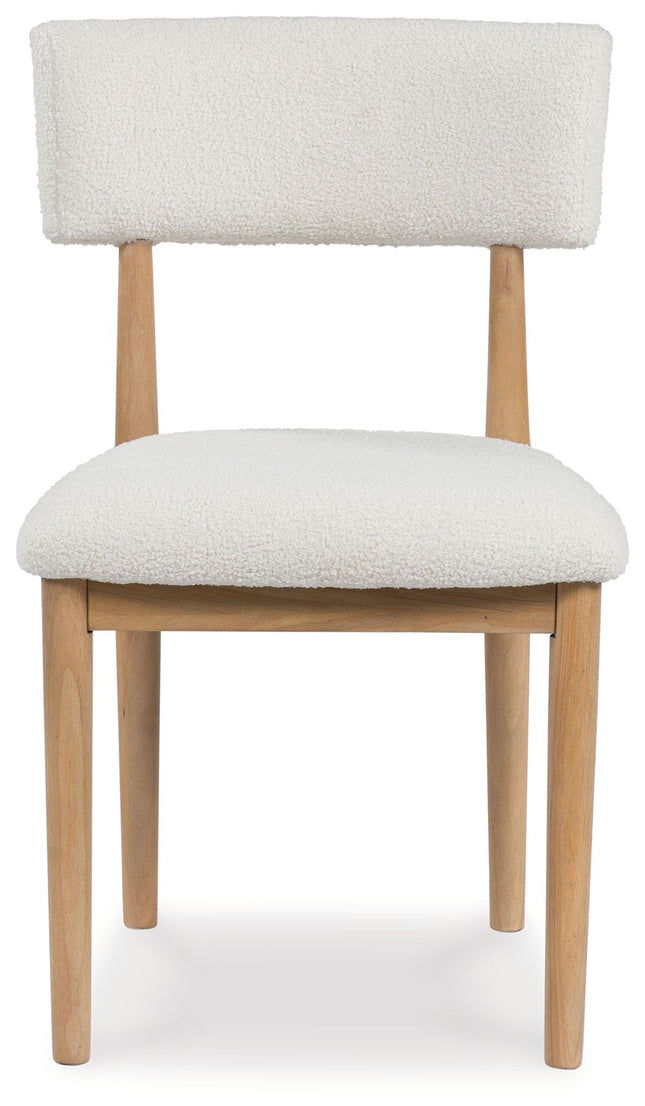 Sawdyn - White / Light Brown - Dining Upholstered Side Chair (Set of 2) Signature Design by Ashley® 