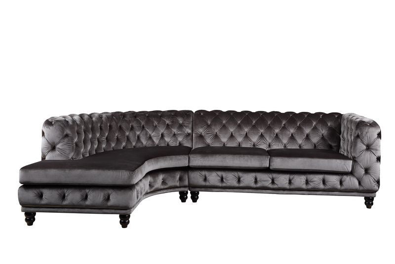 Atesis - Sectional Sofa - Dark Gray Velvet - Tony's Home Furnishings