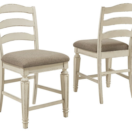 Realyn - Chipped White - Upholstered Barstool (Set of 2) Ashley Furniture 