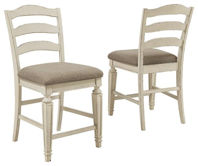 Realyn - Chipped White - Upholstered Barstool (Set of 2) Ashley Furniture 