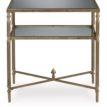 Cloverty - Aged Gold Finish - Rectangular End Table Signature Design by Ashley® 