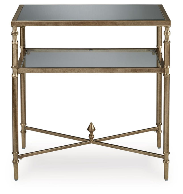 Cloverty - Aged Gold Finish - Rectangular End Table Signature Design by Ashley® 