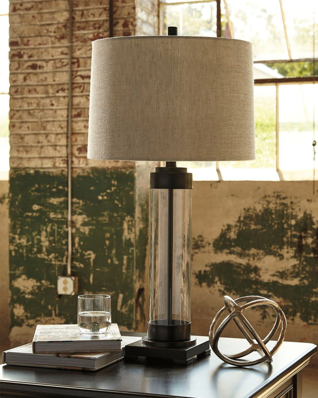 Talar - Clear / Bronze Finish - Glass Table Lamp Ashley Furniture 