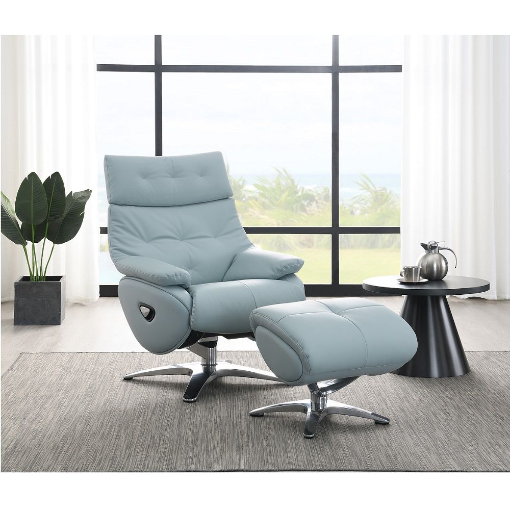 Janella - Motion Accent Chair With Swivel & Ottoman - Babyblue - Tony's Home Furnishings