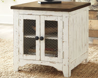 Thumbnail for Wystfield - White / Brown - Rectangular End Table - 2 Doors - Tony's Home Furnishings