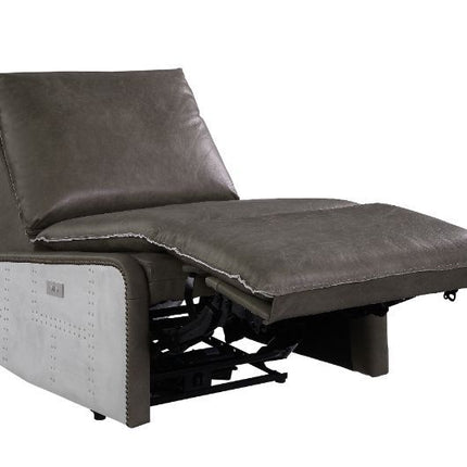 Metier - Recliner - Gray Top Grain Leather & Aluminum ACME 