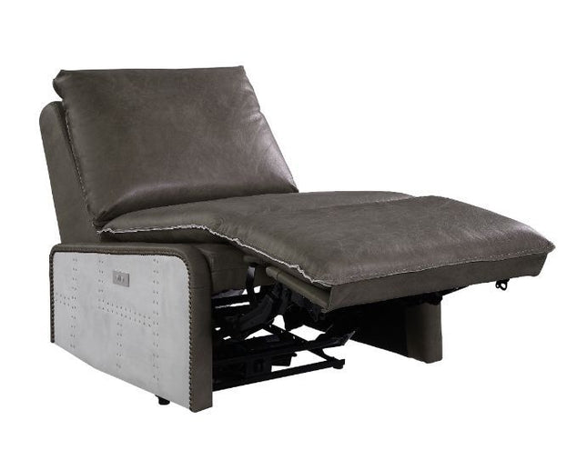 Metier - Recliner - Gray Top Grain Leather & Aluminum ACME 