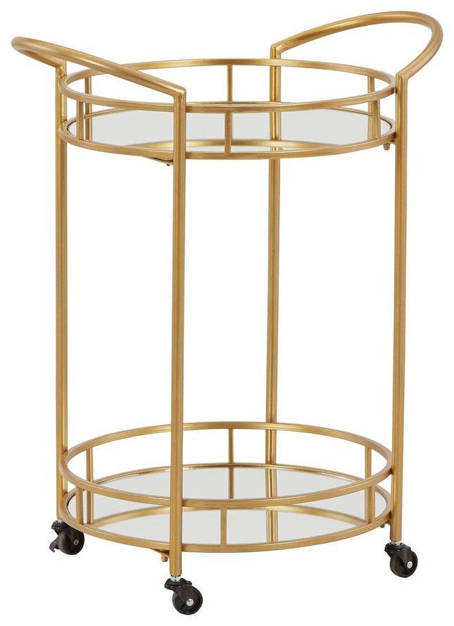 Wynora - Gold - Bar Cart Ashley Furniture 