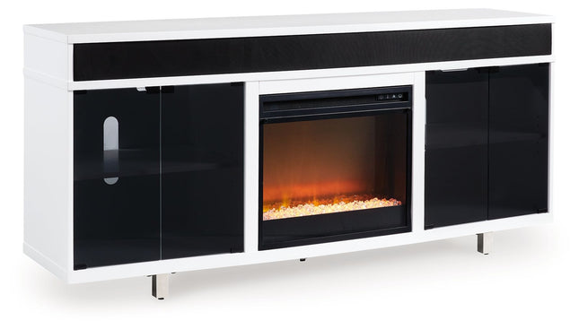 Gardoni - White / Black - 72" TV Stand With Electric Fireplace Signature Design by Ashley® 