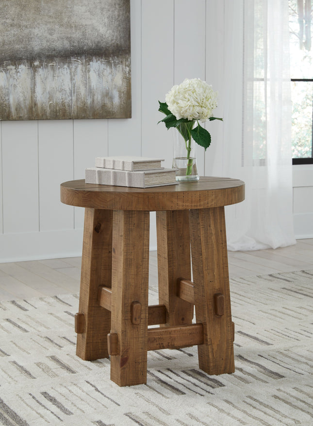 Mackifeld - Warm Brown - Round End Table Signature Design by Ashley® 