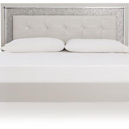 Zyniden - Silver - King Upholstered Panel Bed Signature Design by Ashley® 