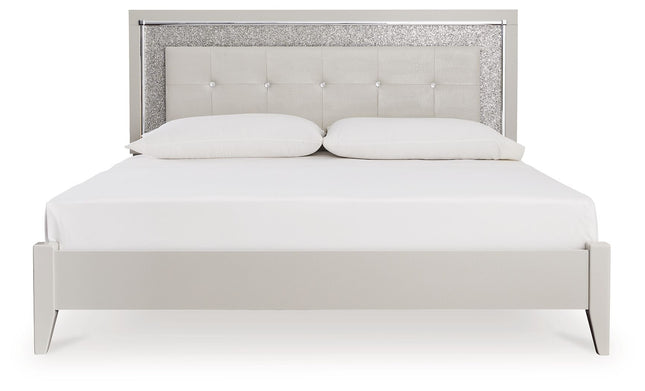 Zyniden - Silver - King Upholstered Panel Bed Signature Design by Ashley® 