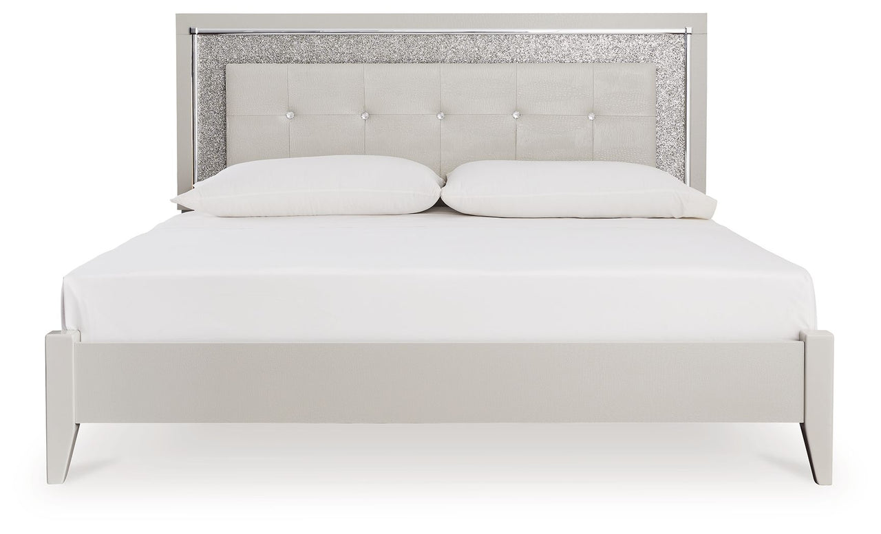 Zyniden - Silver - King Upholstered Panel Bed Signature Design by Ashley® 