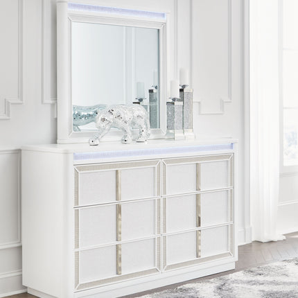 Chalanna - White - Dresser And Mirror Signature Design by Ashley® 