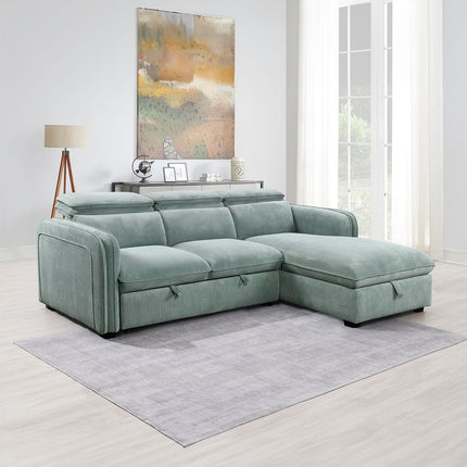 Zavala - Sectional Sofa With Sleeper & Storage - Light Green - Tony's Home Furnishings