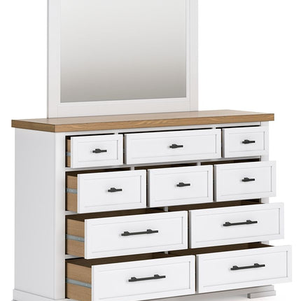 Ashbryn - White / Natural - Dresser And Mirror Benchcraft® 