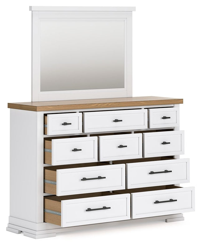 Ashbryn - White / Natural - Dresser And Mirror Benchcraft® 