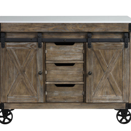 Alforvott - Serving Cart - Marble & Weathered Gray Finish ACME 