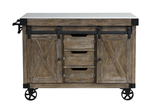 Alforvott - Serving Cart - Marble & Weathered Gray Finish ACME 