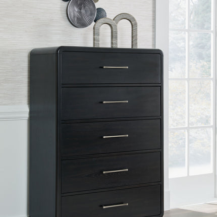 Rowanbeck - Black - Five Drawer Chest Signature Design by Ashley® 