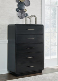 Rowanbeck - Black - Five Drawer Chest Signature Design by Ashley® 