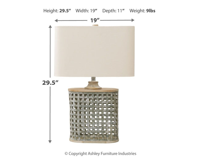 Deondra - Gray - Metal Table Lamp Ashley Furniture 