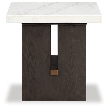 Burkhaus - White / Dark Brown - Rectangular End Table Signature Design by Ashley® 