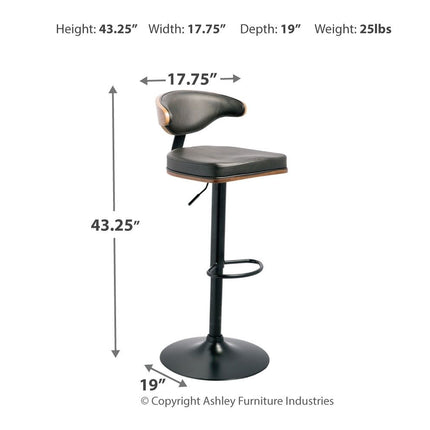 Bellatier - Brown / Black - Tall Uph Swivel Barstool Signature Design by Ashley® 