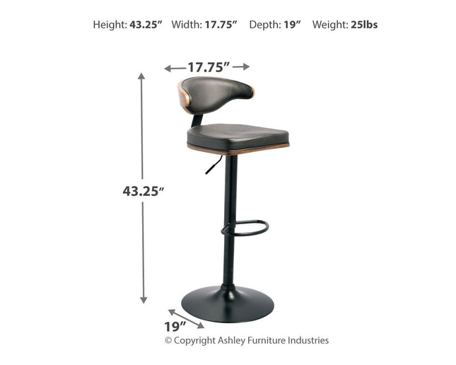 Bellatier - Brown / Black - Tall Uph Swivel Barstool Signature Design by Ashley® 