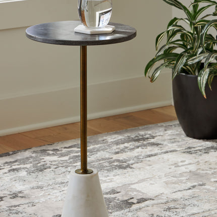 Caramont - Black / White / Gold Finish - Accent Table With White Base Signature Design by Ashley® 