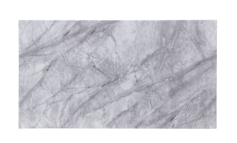Satinka - Coffee Table - Light Gray Printed Faux Marble & Mirrored Silver Finish ACME 