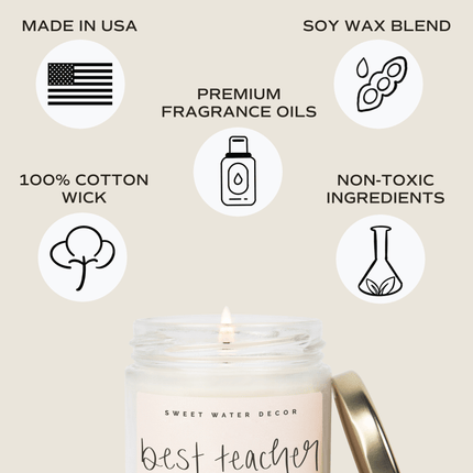 Best Teacher Ever Soy Candle - Clear Jar - 9 oz (Salt and Sea) - Tony's Home Furnishings