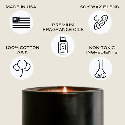 Fresh Coffee Soy Candle - Black Stoneware Jar - 12 oz - Tony's Home Furnishings