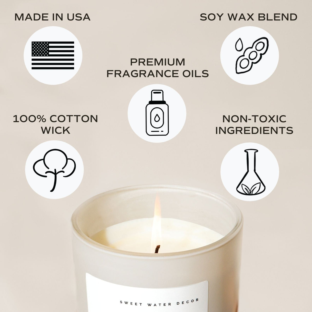 Warm and Cozy Soy Candle - Tan Matte Jar - 15 oz - Tony's Home Furnishings