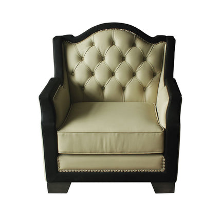 House - Beatrice Chair - Beige PU, Black PU & Charcoal Finish ACME 