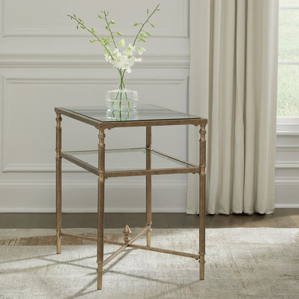 Cloverty - Aged Gold Finish - Rectangular End Table Signature Design by Ashley® 