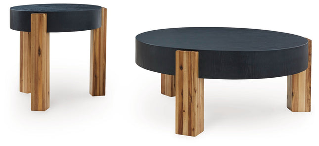 Breenmore - Black / Natural - Occasional Table Set (Set of 2) Signature Design by Ashley® 