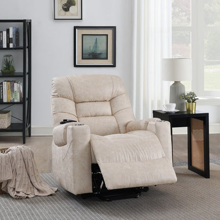 Nairi - Power Recliner With Lift & Heating & Massage - Light Gray - Tony's Home Furnishings