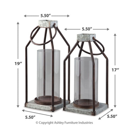 Diedrick - Gray / Black - Lantern Set (Set of 2) Ashley Furniture 