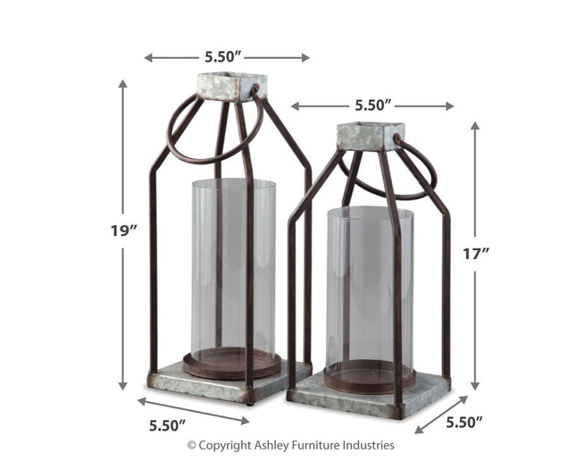 Diedrick - Gray / Black - Lantern Set (Set of 2) Ashley Furniture 