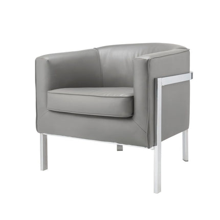 Tiarnan - Accent Chair - Vintage Gray PU & Chrome ACME 